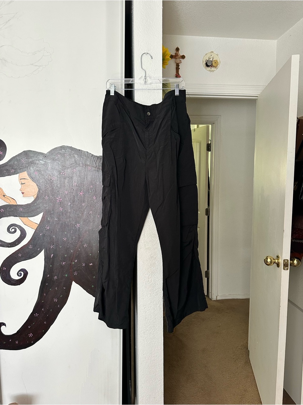 Black Cargo Wide Leg Pants